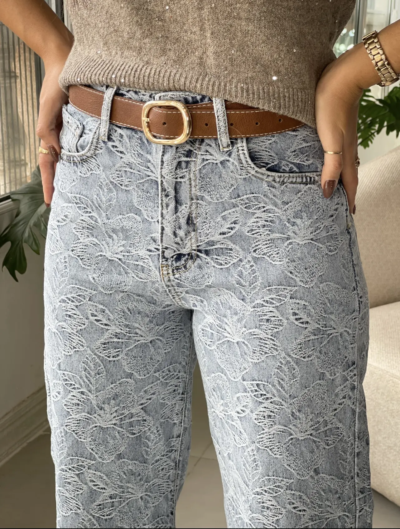 شلوار جین طرح دار اورجینال ترک